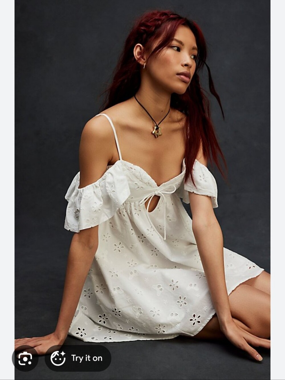 Nwt Revolve MABLE Eyelet Fairy Cottagecore Dress Flutter Linen Cotton Y2K New